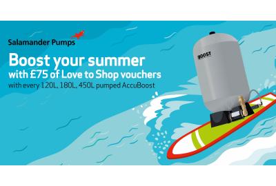 Salamander AccuBoost Pumped Mains Boosters - Free £75 Love2Shop Vouchers